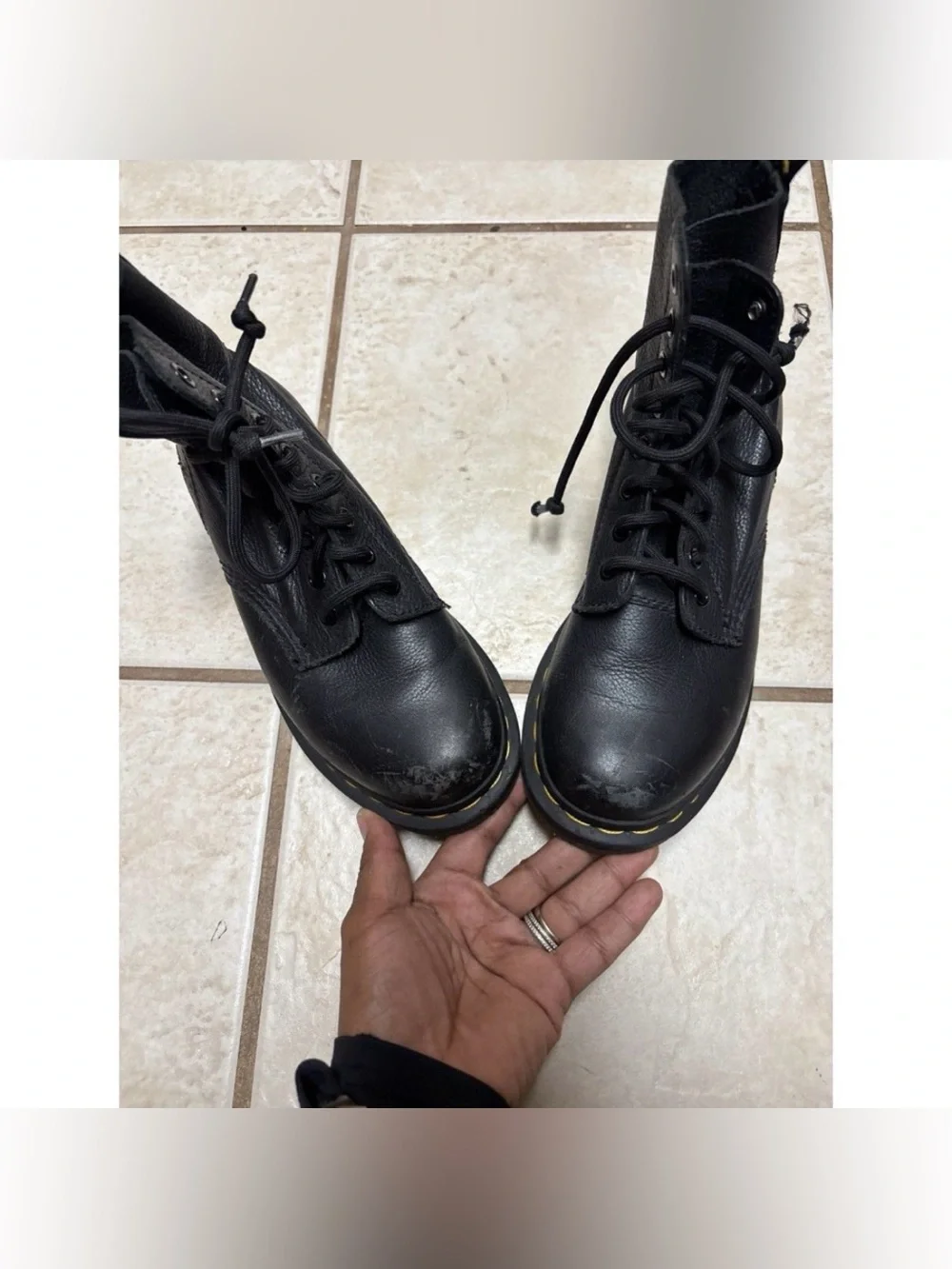 Dr. Martens 1460 Pascal Virginia Soft Leather Black Boots Size 6 Grunge - Picture 2 of 9